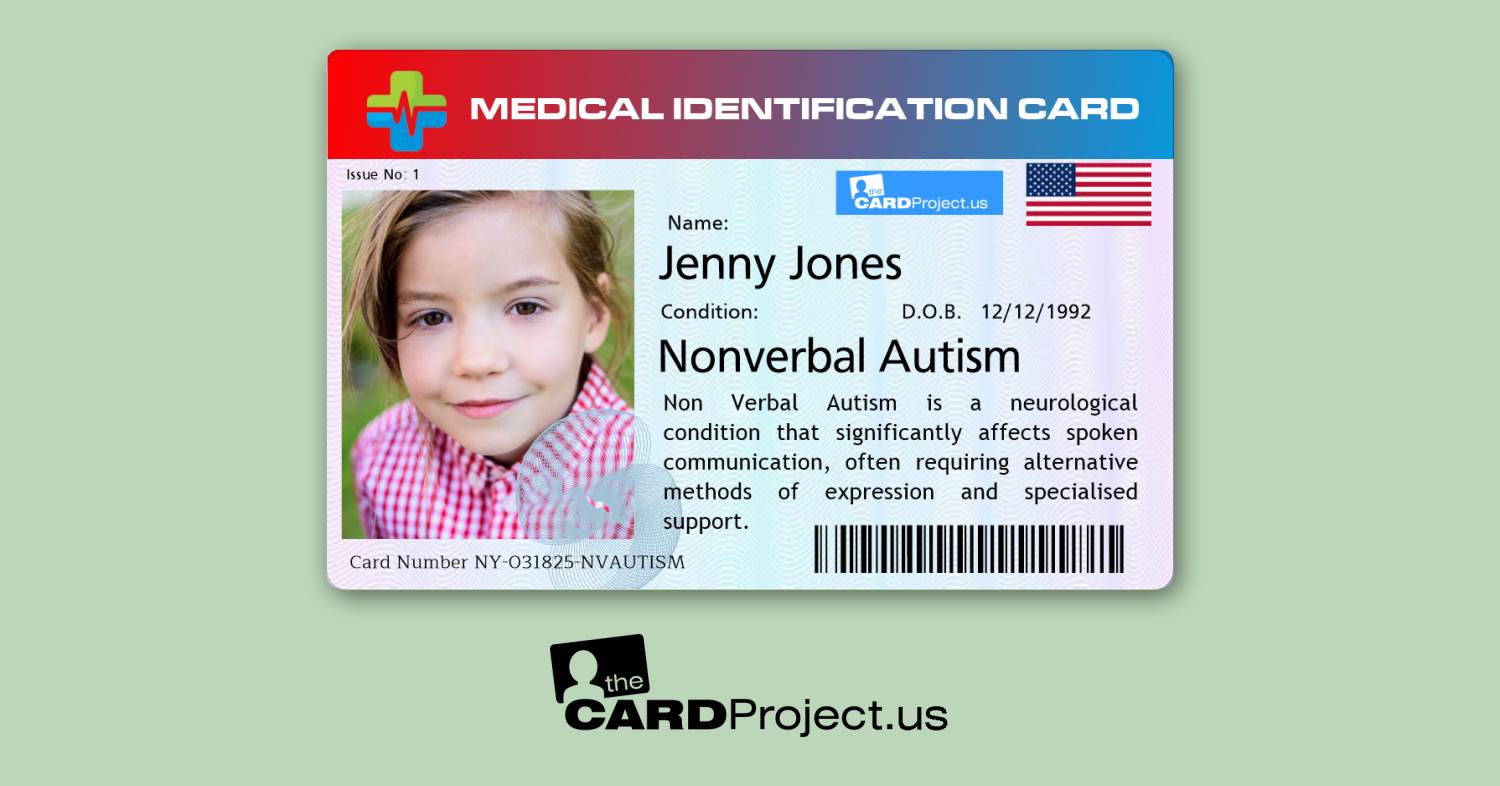 Nonverbal Autism Premium Medical Card (FRONT)